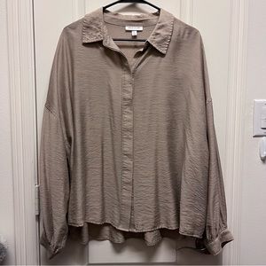 Oversized silky button up top